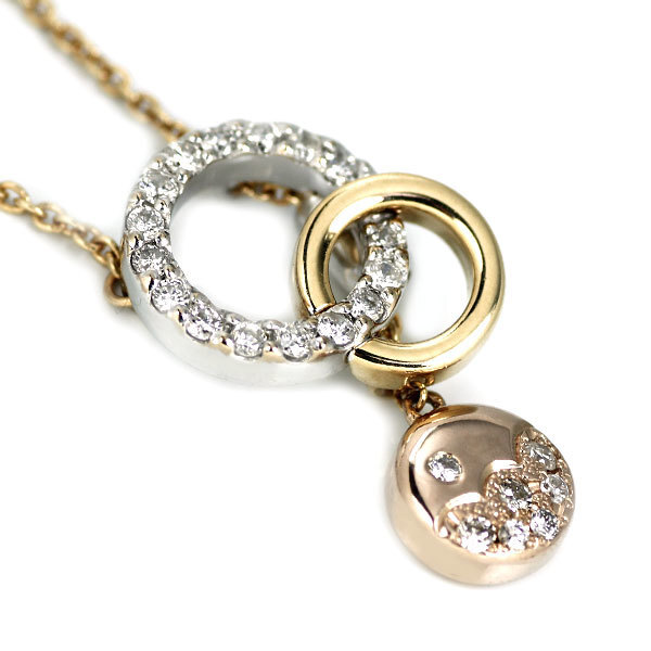 ヴァンドーム青山 K18 YG/WG/PG ダイヤモンド ペンダントネックレス 0.21ct拍卖