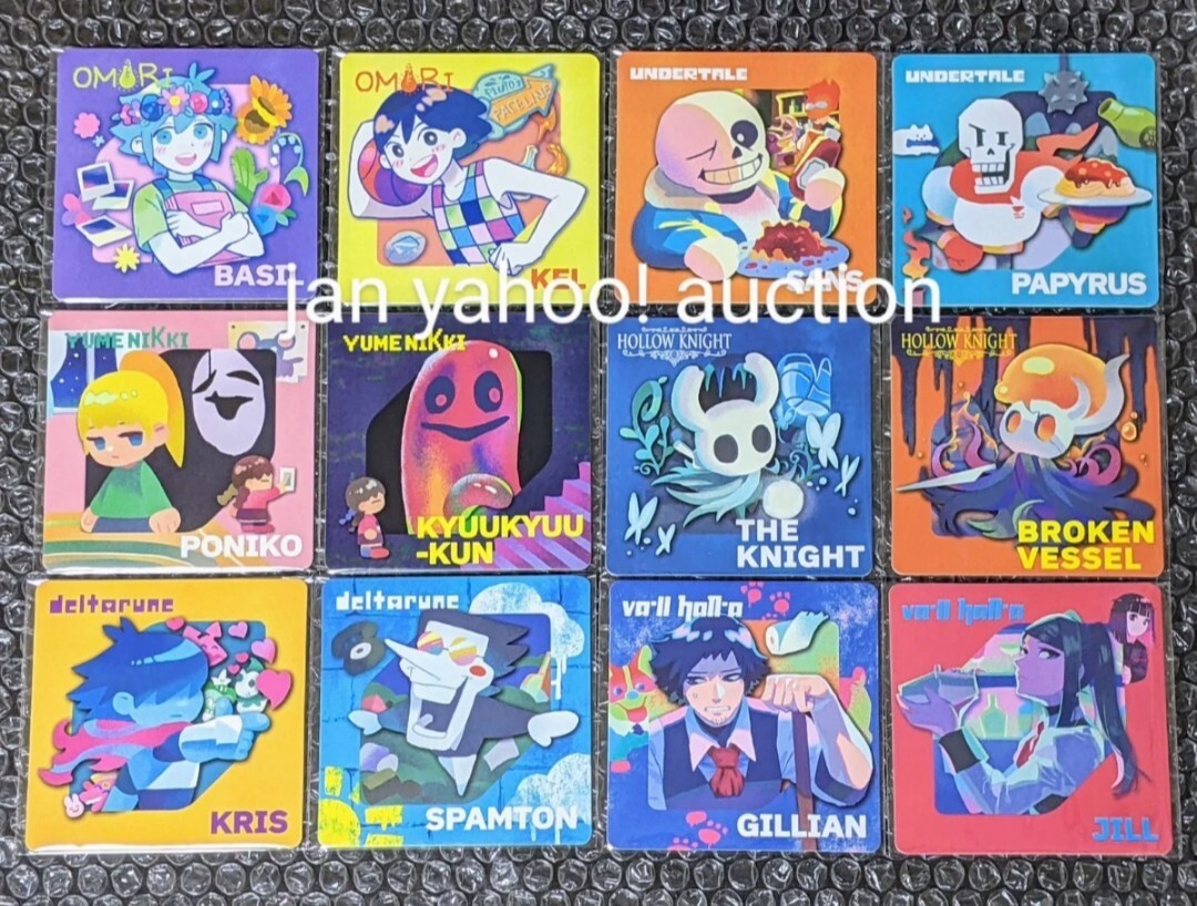 Fangamer Japan in GiGO ゲーマー焼き コラボ ノベルティ 第2弾 コースター 全種 12枚 OMORI UNDERTALE deltarune GiGO渋谷 たい焼き拍卖