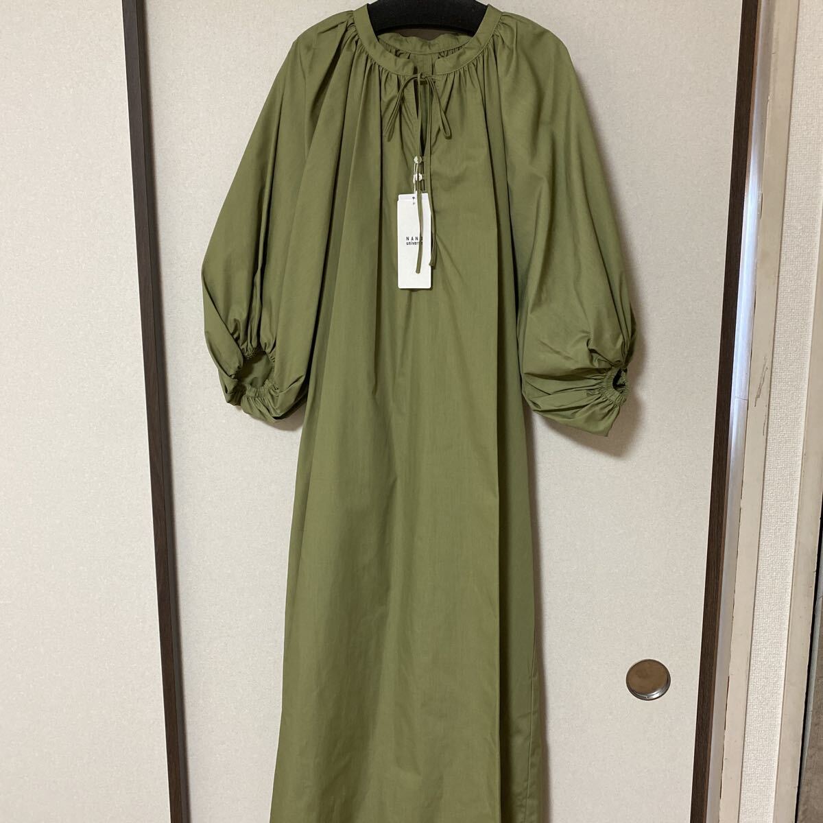 NANO universe,ナノユニバース ボリュームギャザー フレア ワンピース グリーン タグ付き拍卖