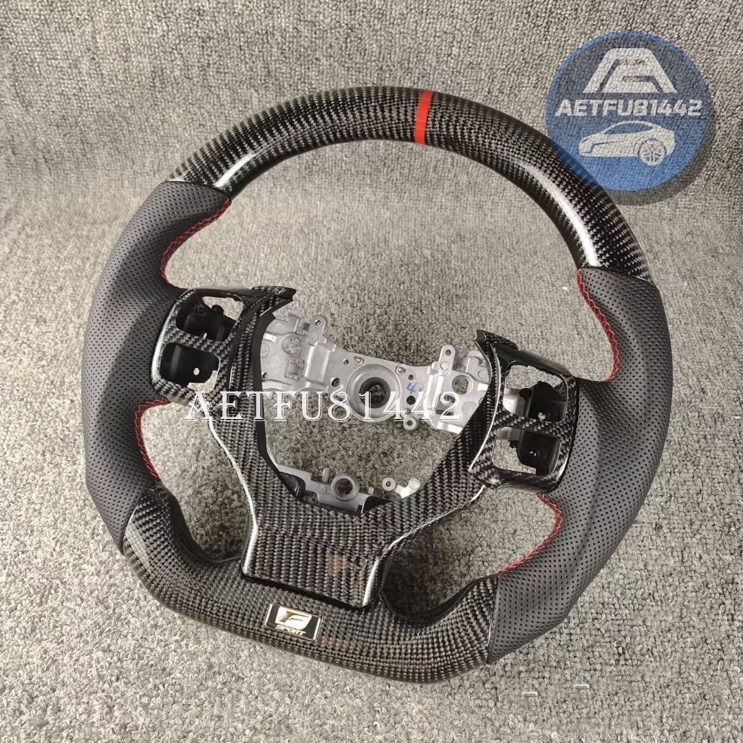 ★送料無料★レクサス ハンドル 後期 CT NX GS-F IS RC RC-F リアルカーボン パンチングレザー /LEXUS ステアリング ヒーター対応拍卖