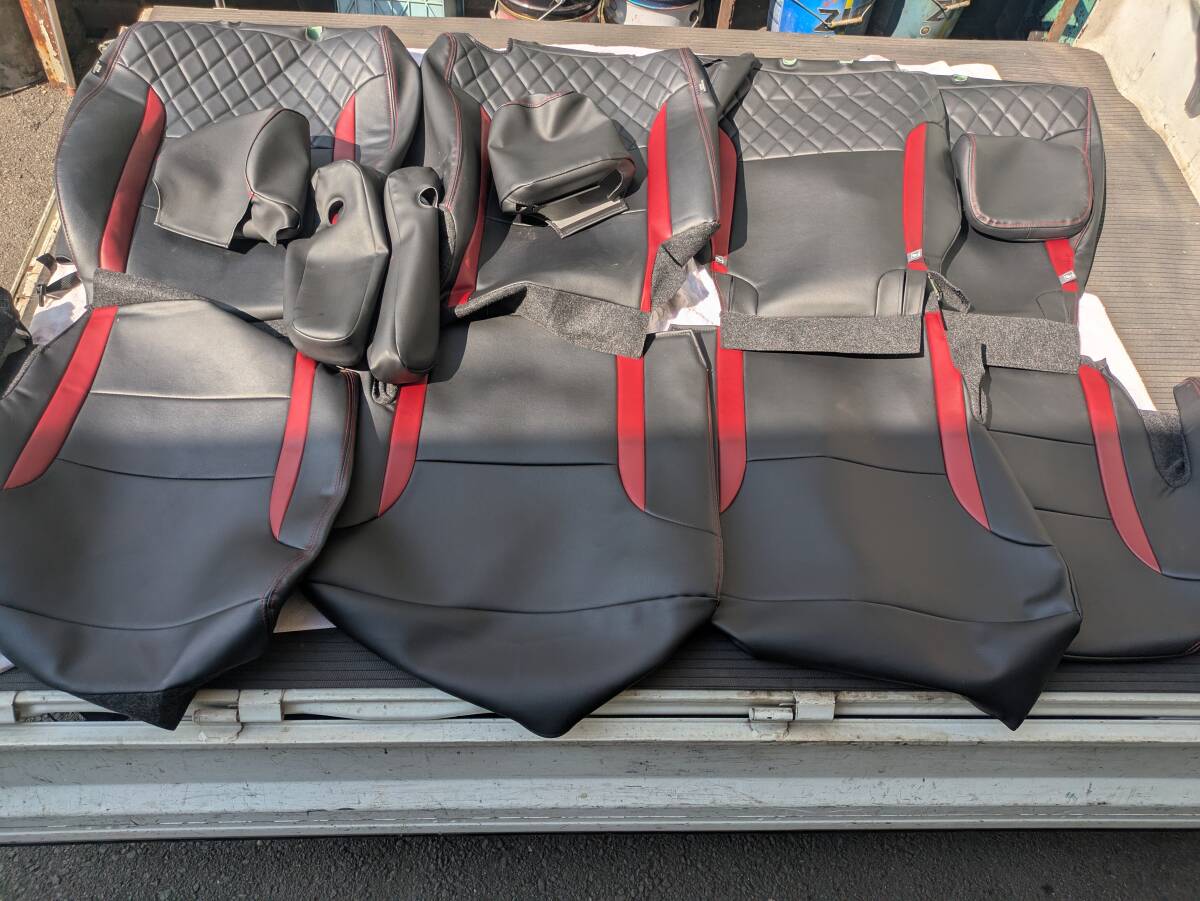 LA650S/LA660S タント カスタム 純正 オプション プレミアム シート カバー ブラック/レッド 1台分 セット拍卖