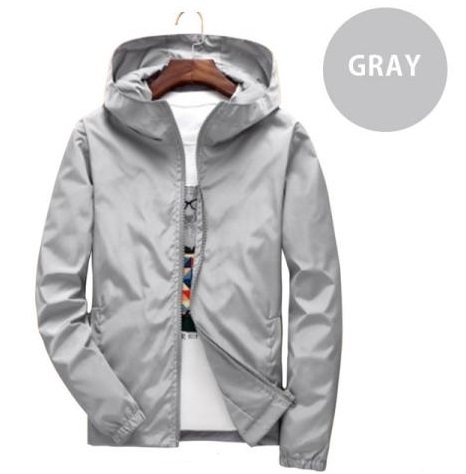 【ナイロンジャケット グレー 2XLサイズ】 マウンテンパーカー ウィンドブレーカー メンズ レディース 薄手 ブルゾン拍卖