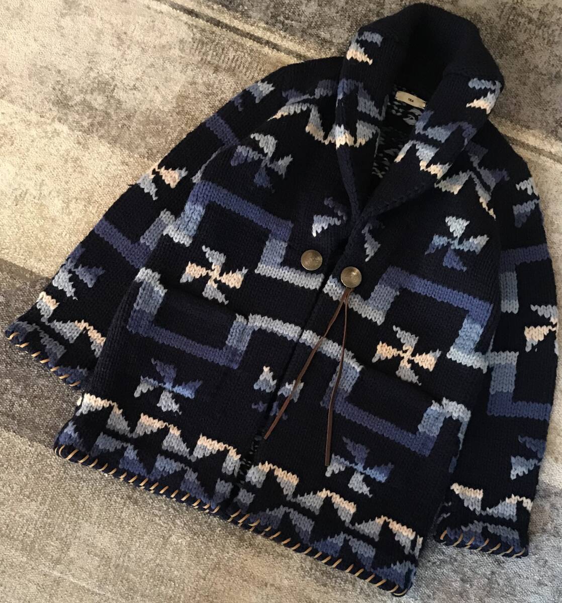 別格のスワティカ柄 ラルフローレンサンプリング ★ SEA ★ シー 卍柄 スワティカ 風車 ナバホ柄 ネイティブ ニット ガウン カーディガン 拍卖