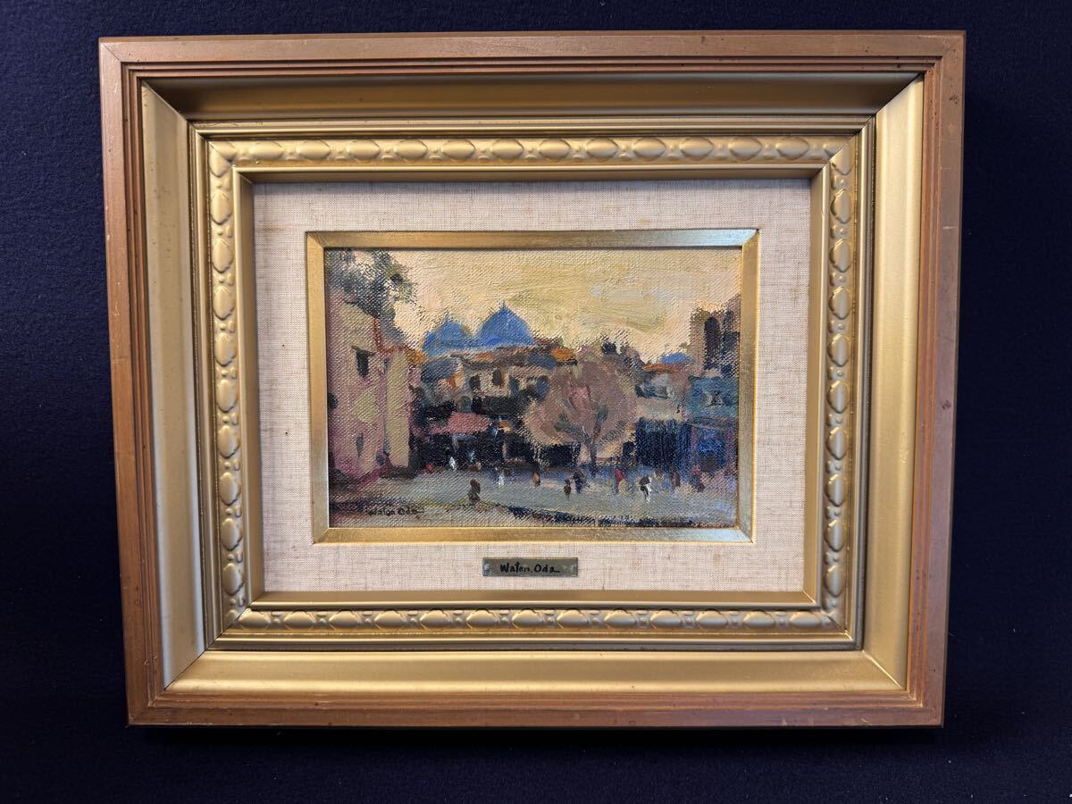 真作 小田和典 『 ペシャワール風景 』 油彩 SM号 ネームプレート付き シルクロード 福岡県 八女市 油絵 額装 風景画 パキスタン拍卖