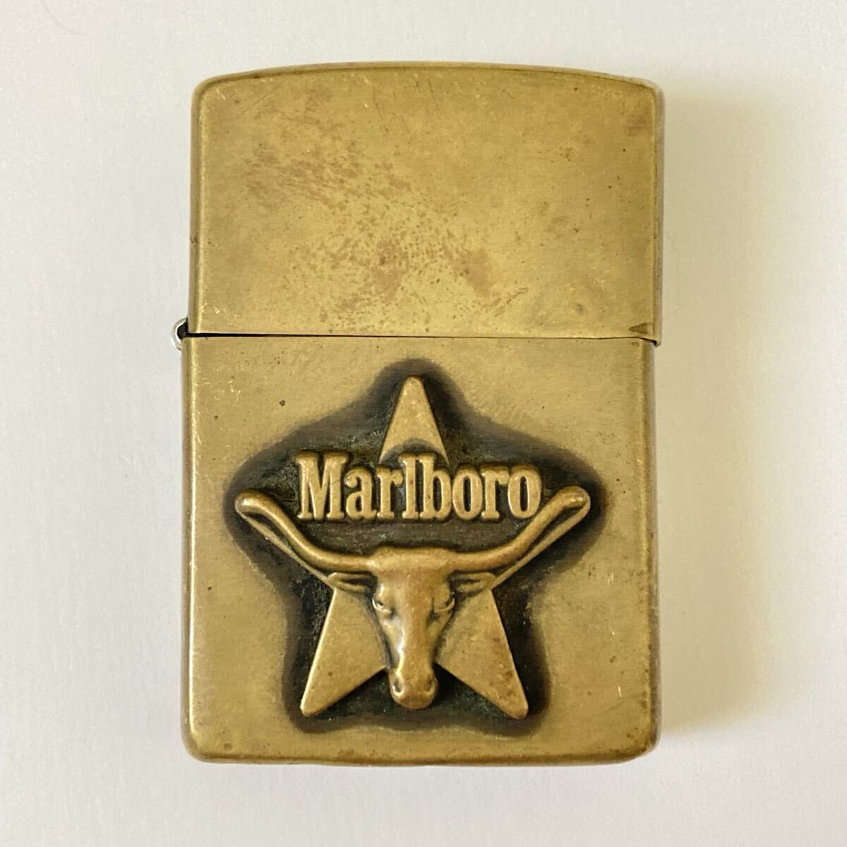 ★希少★ ジッポー Zippo マルボロ ロングホーン 1994年製 X 真鍮 ブラス 火花確認済 蓋グラつきあり拍卖