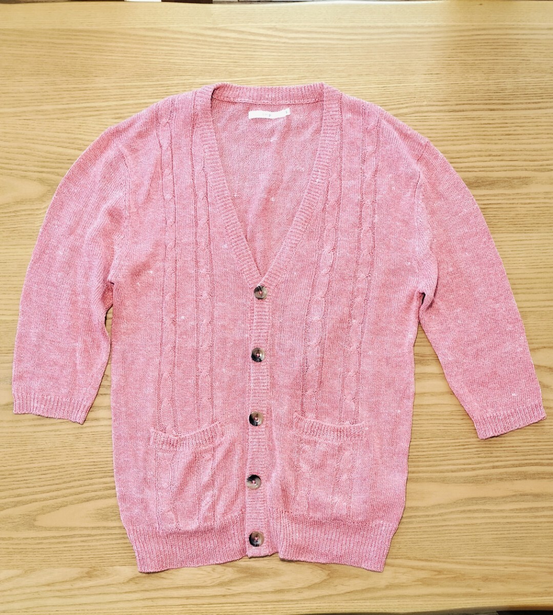 メンズ 七分袖 サマーニットカーディガン L拍卖