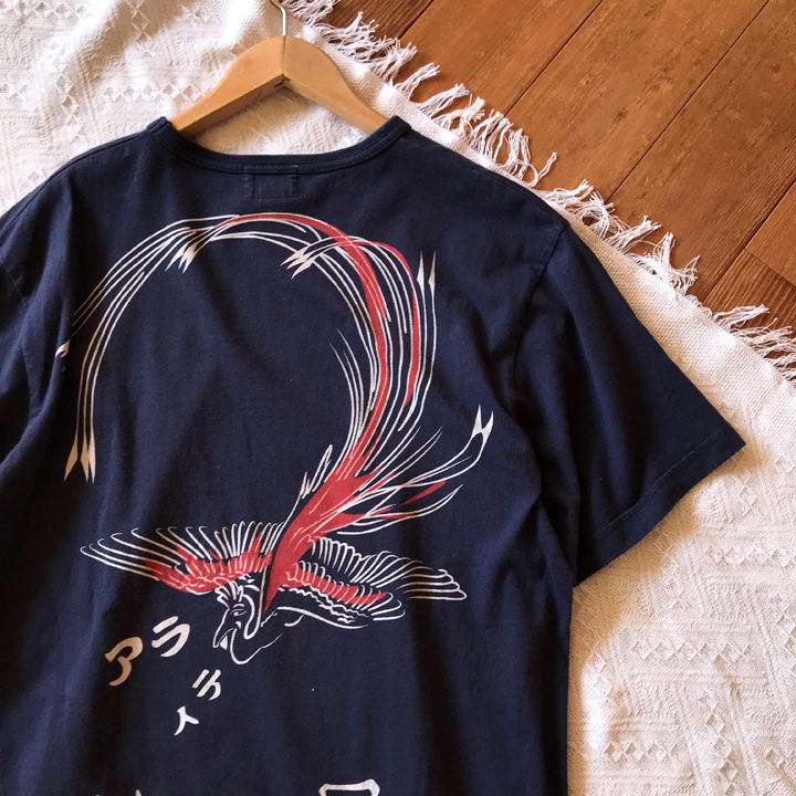 EVISU Tシャツ 神風 メンズ 40 エヴィス 半袖 ネイビー拍卖