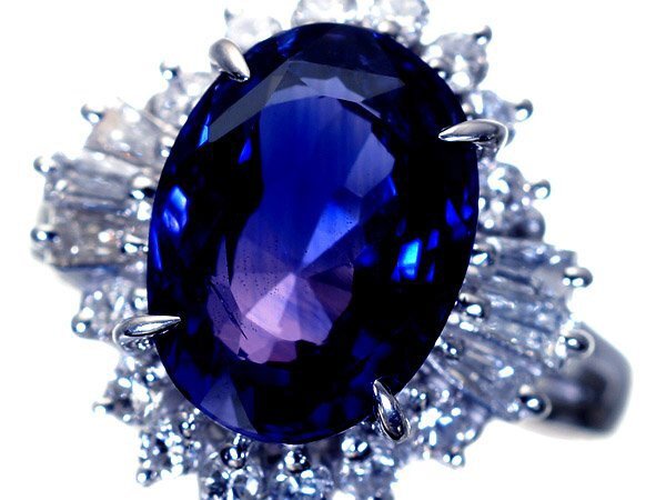 【ジュエリー極】鑑付 超極上 超特大天然非加熱バイオレットサファイア4.935ct&ダイヤ0.53ct 超高級Pt900リング h7692mx【送料無料】拍卖