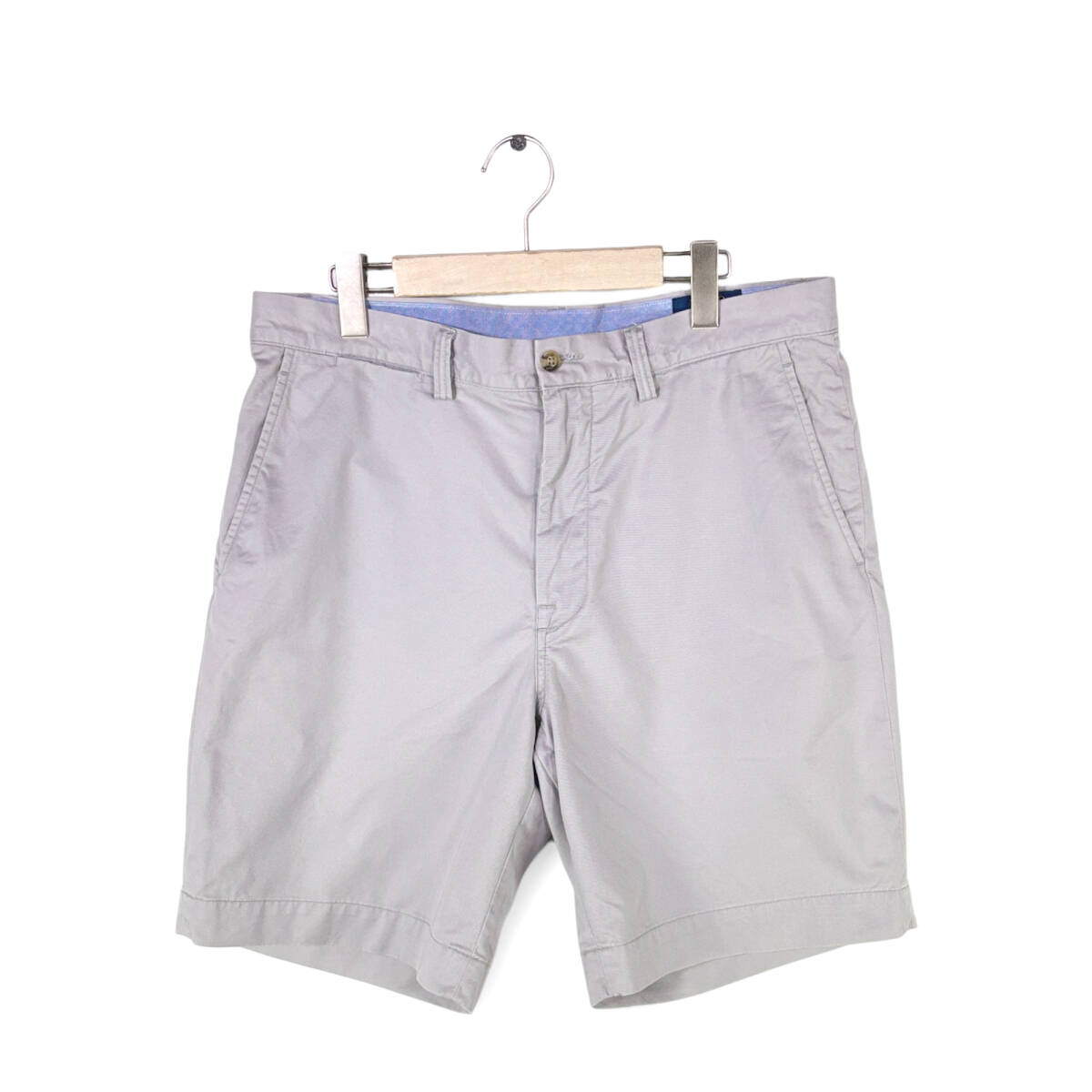 【送料無料】ラルフローレン チノショーツ ハーフパンツ ポロチノ ノータック ライトグレー RALPH LAUREN サイズW34 古着 @EZ9194拍卖