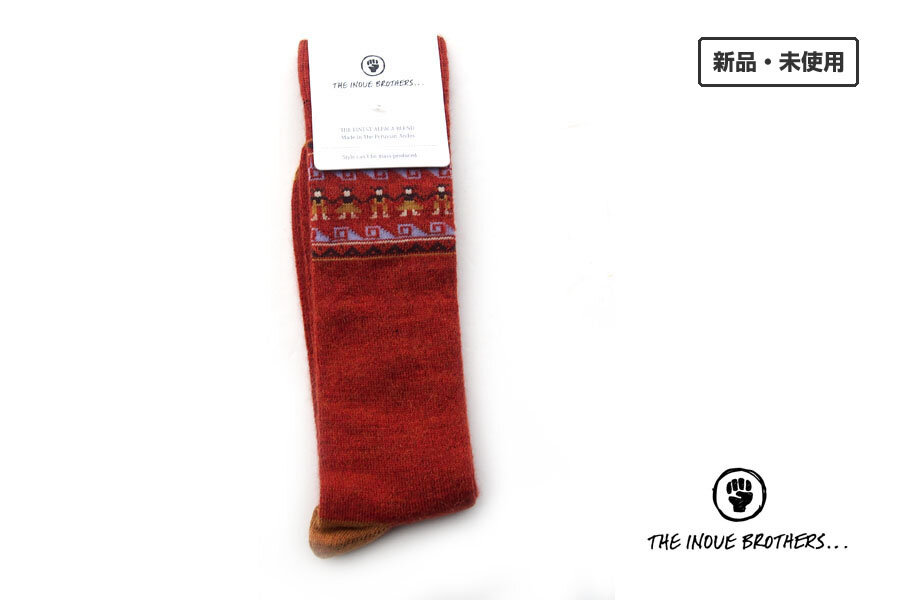 送料無料★新品|未使用|ザ・イノウエブラザーズ|THE INOUE BROTHERS|クルー丈ネイティブ柄ソックス|オレンジ拍卖