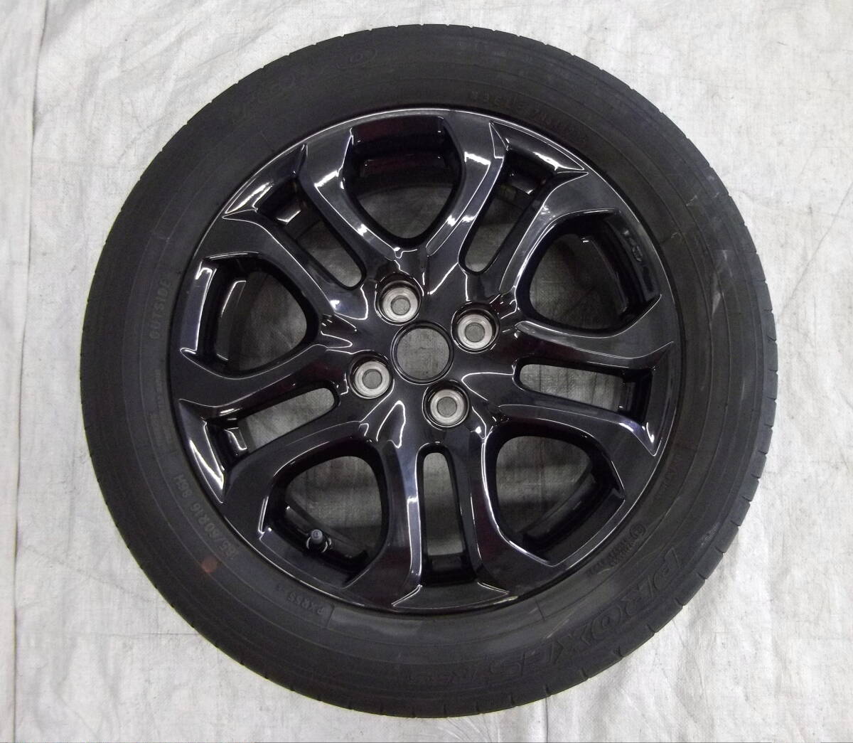 ★●2508-HT17L 激安送料! MAZDA2 マツダ2 ブラックトーンエディション 純正アルミ 5.5J 16in +40 PCD100 185/60R16 1本 スペアー等拍卖