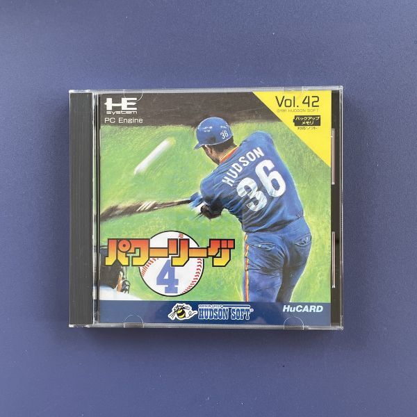 美品 PCエンジン ソフト パワーリーグ4 ケース/説明書付 ハドソン HUDSON Huカード 懐ゲー SFC NEC メガドライブ CD-ROMROM拍卖