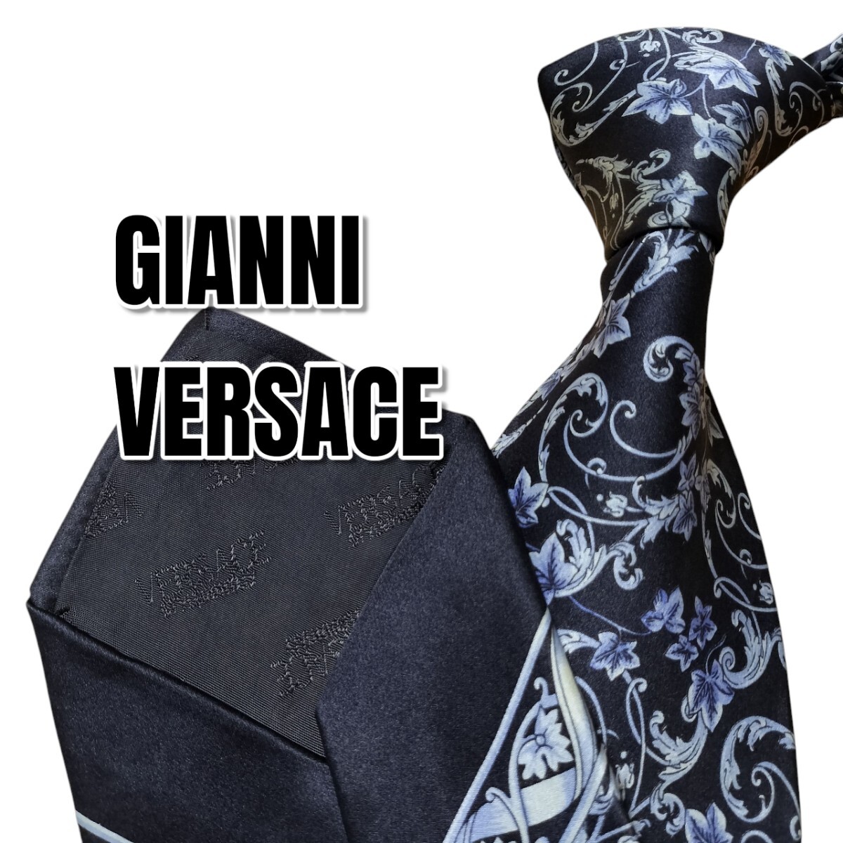 GIANNI VERSACE ジャンニベルサーチ ネイビー系 総柄 日本製拍卖