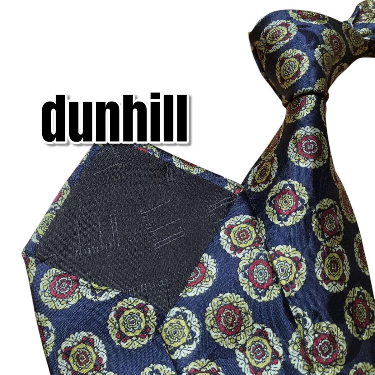 dunhill ダンヒル ネイビー系 総柄 イタリア製拍卖