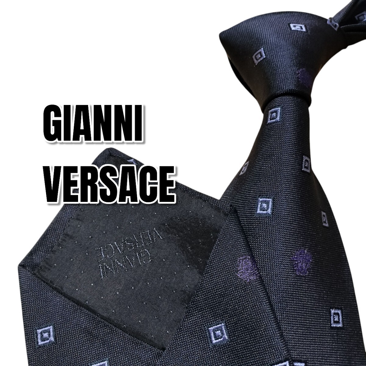 GIANNI VERSACE ジャンニベルサーチ ネイビー系 総柄 イタリア製拍卖