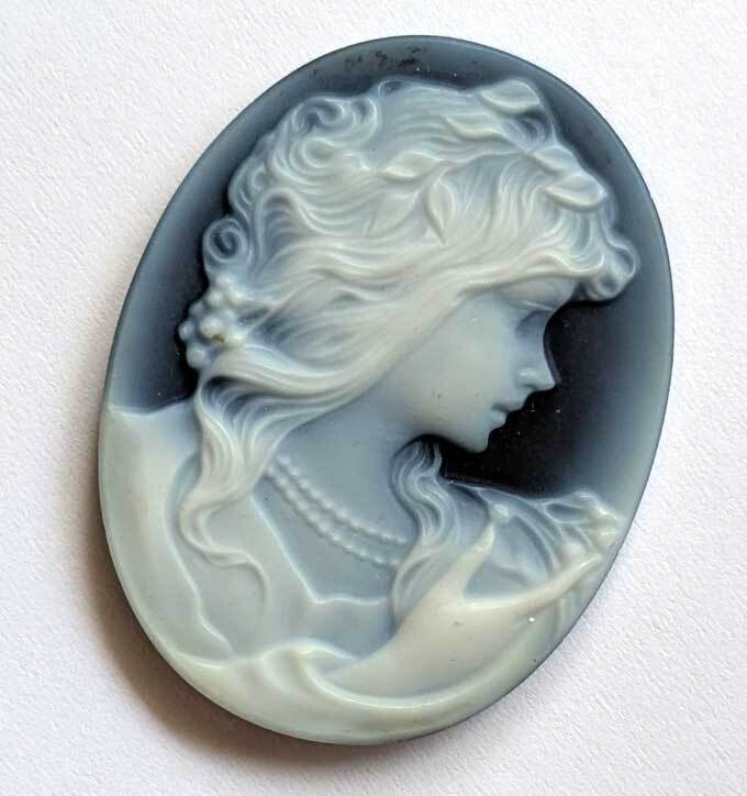 ■gen_036 カメオ ストーン 天然石 ルース 美品 希少 メノウ 瑪瑙 ★ ブローチ ペンダント ネックレスに! 美人 女性 横顔拍卖