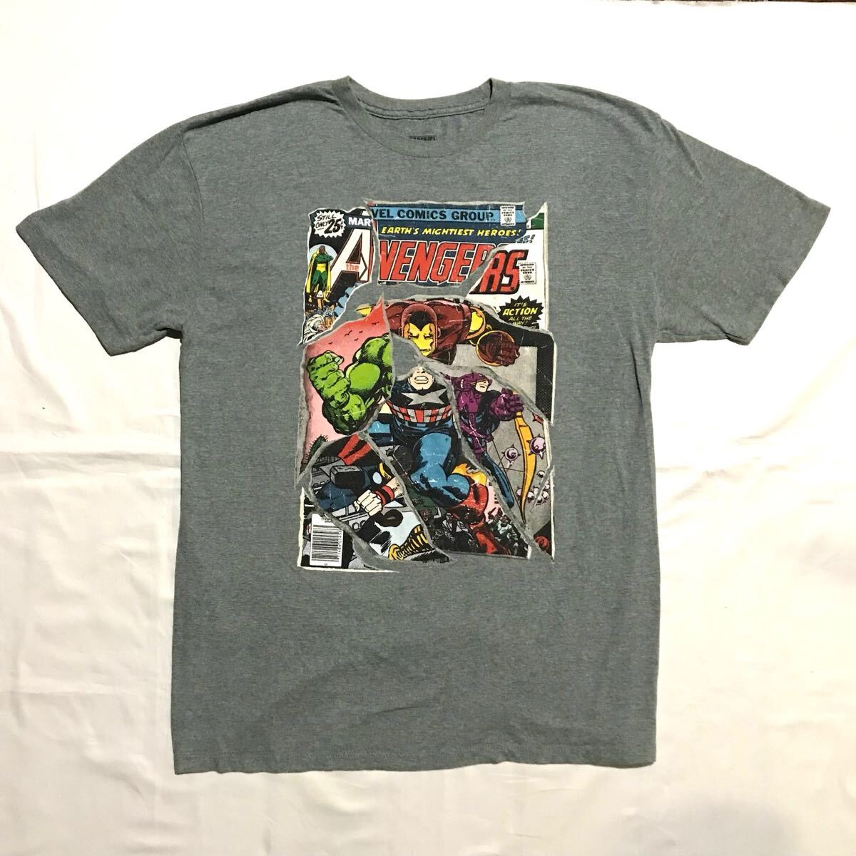 アメコミTee【MARVEL/AVENGERS】サイズXL/アベンジャーズ/グレー拍卖
