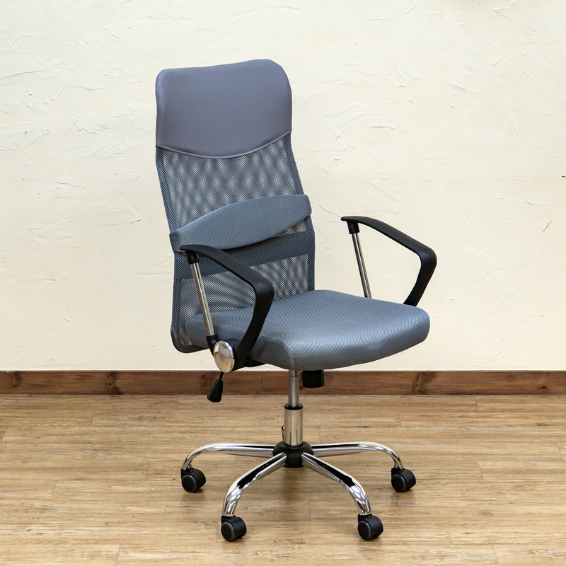 オフィスチェア 肘付き椅子 デスクチェア 昇降式 メッシュハイバック チェア PUキャスター HAY-11(GR) グレー拍卖