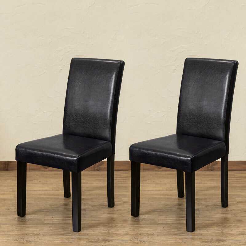 ダイニングチェア 2脚セット モダン合皮シート黒 PUレザー アウトレット ブラック AW-02 BK拍卖