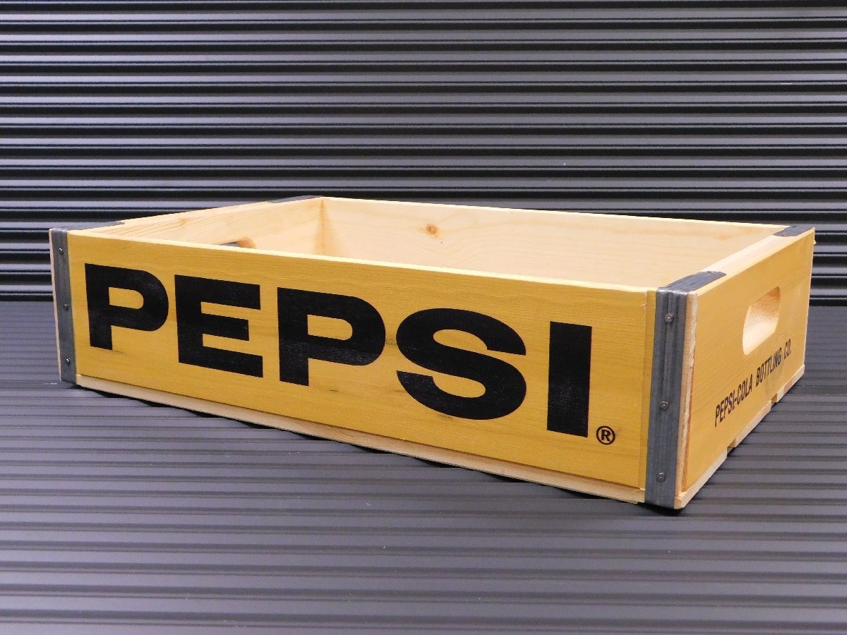 ◆底板付き◆【PEPSI・ペプシ】※《ウッドボックス/60年代ロゴ》 アメリカン雑貨 インテリア収納 ドリンクケース 木箱拍卖