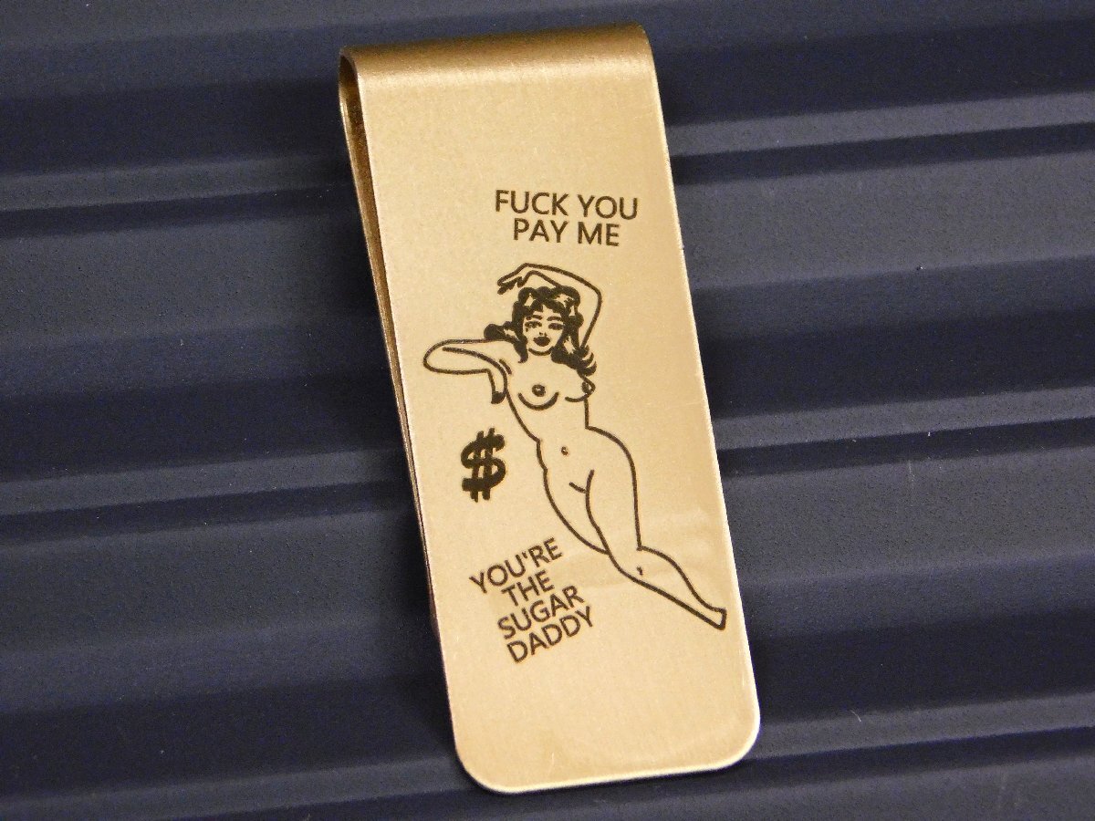 【USA ヴィンテージ マネークリップ】※《ピンナップガール / FUCK YOU PAY ME》 真鍮製 アメリカン雑貨拍卖