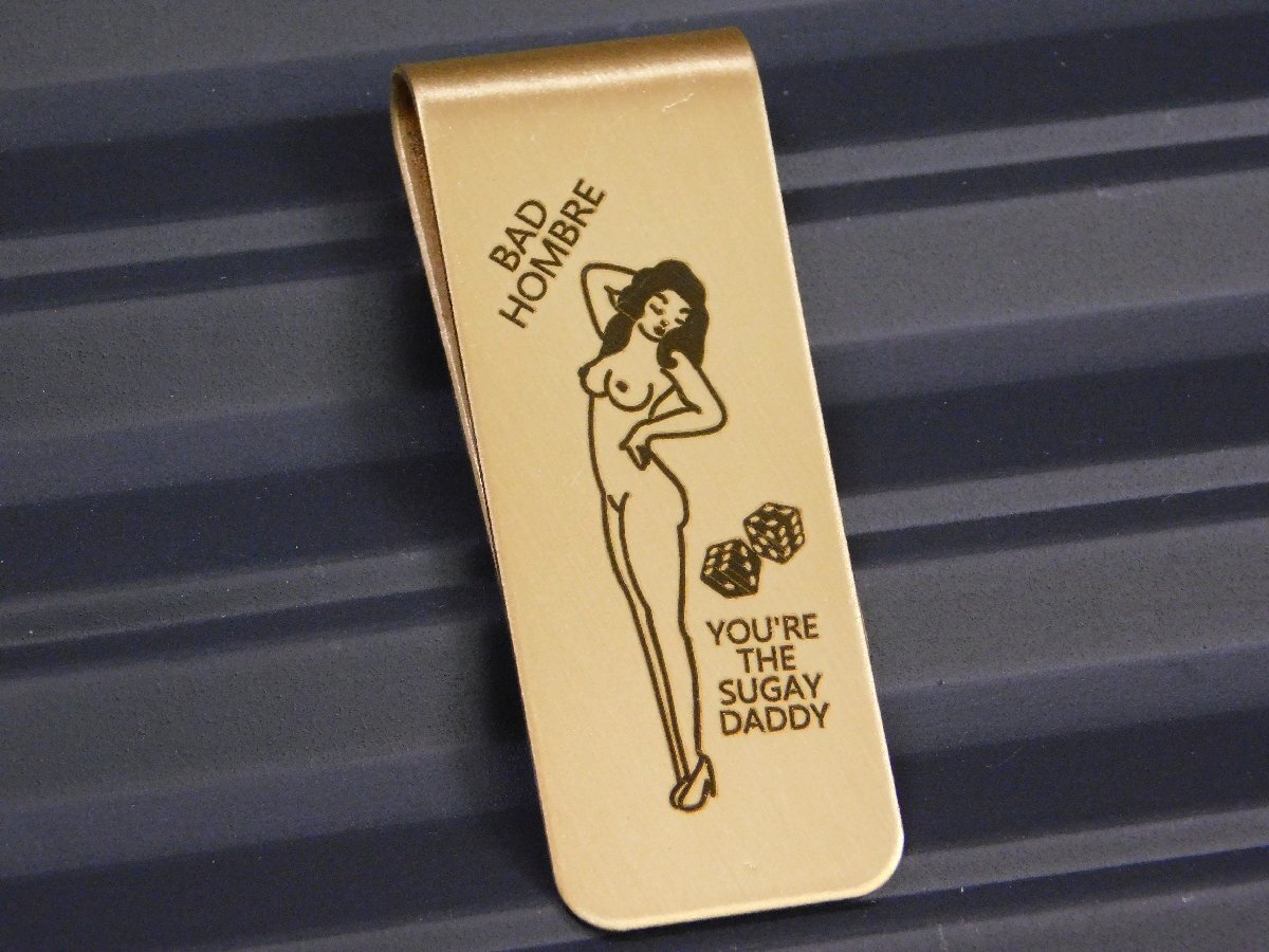 【USA ヴィンテージ マネークリップ】※《ピンナップガール / BAD HOMBRE》 真鍮製 アメリカン雑貨拍卖