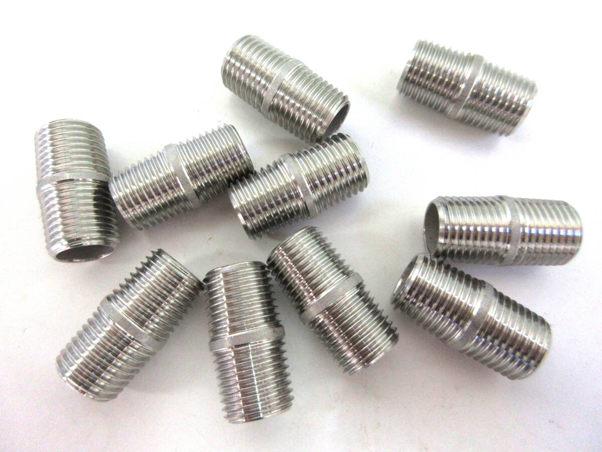 未使用品在庫処分 SUS304両ニップル 1/4B 10本組 ネジ込み式管継手ステンレスニップル拍卖