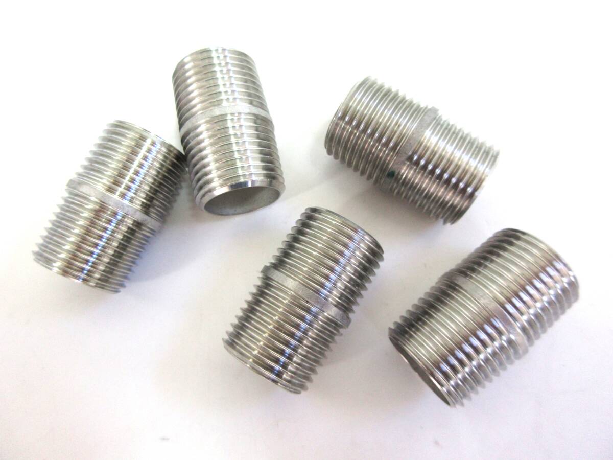 未使用品在庫処分 SUS304両ニップル 1/2B 5個組 ネジ込み式管継手ステンレスニップル拍卖