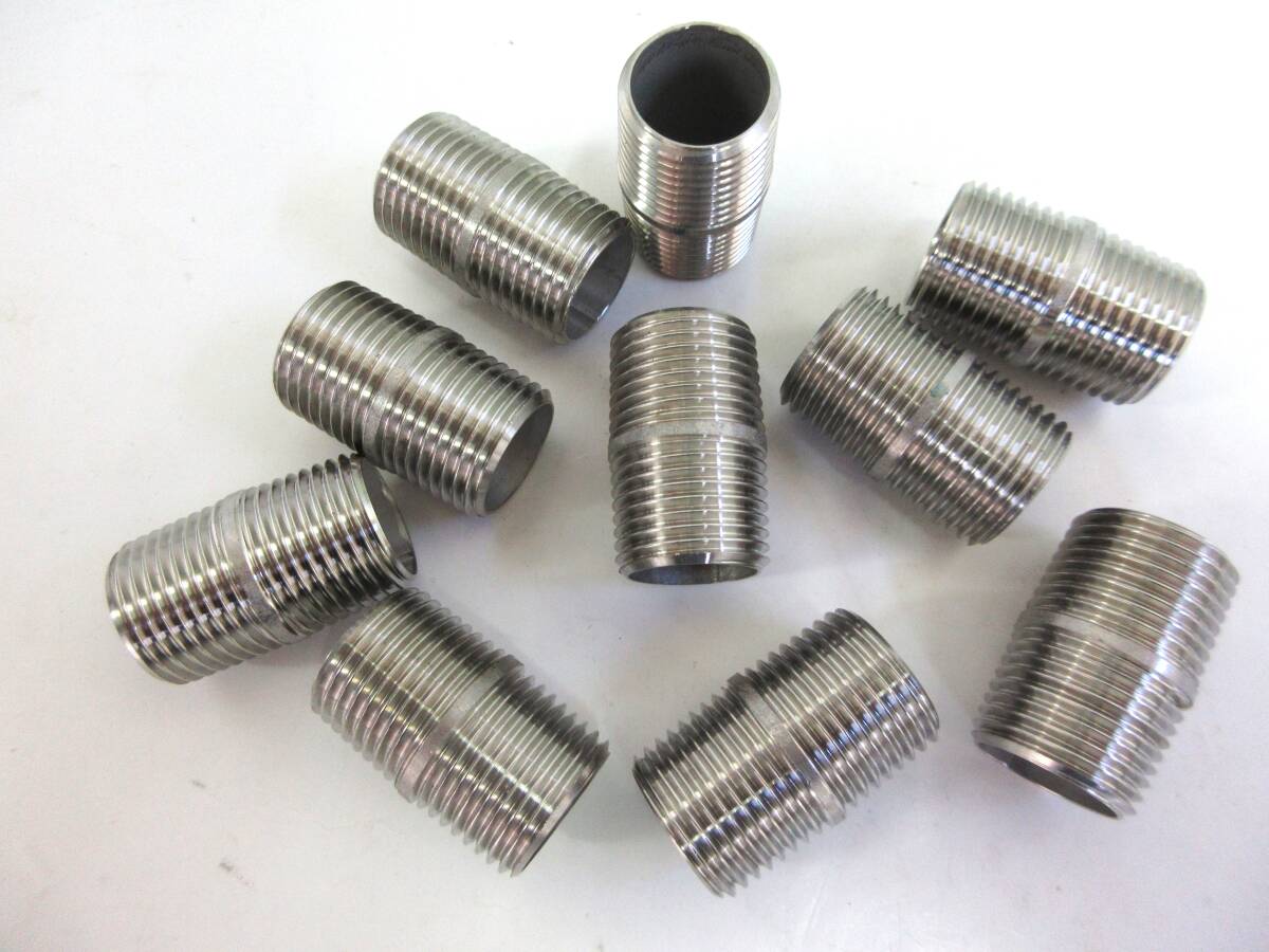 未使用品在庫処分 SUS304両ニップル 1/2B 10本組 ネジ込み式管継手ステンレスニップル拍卖