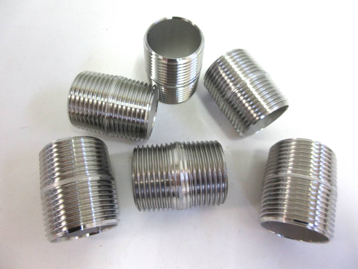 未使用品在庫処分 SUS304両ニップル 1B 6本組 ネジ込み式管継手ステンレスニップル25A拍卖