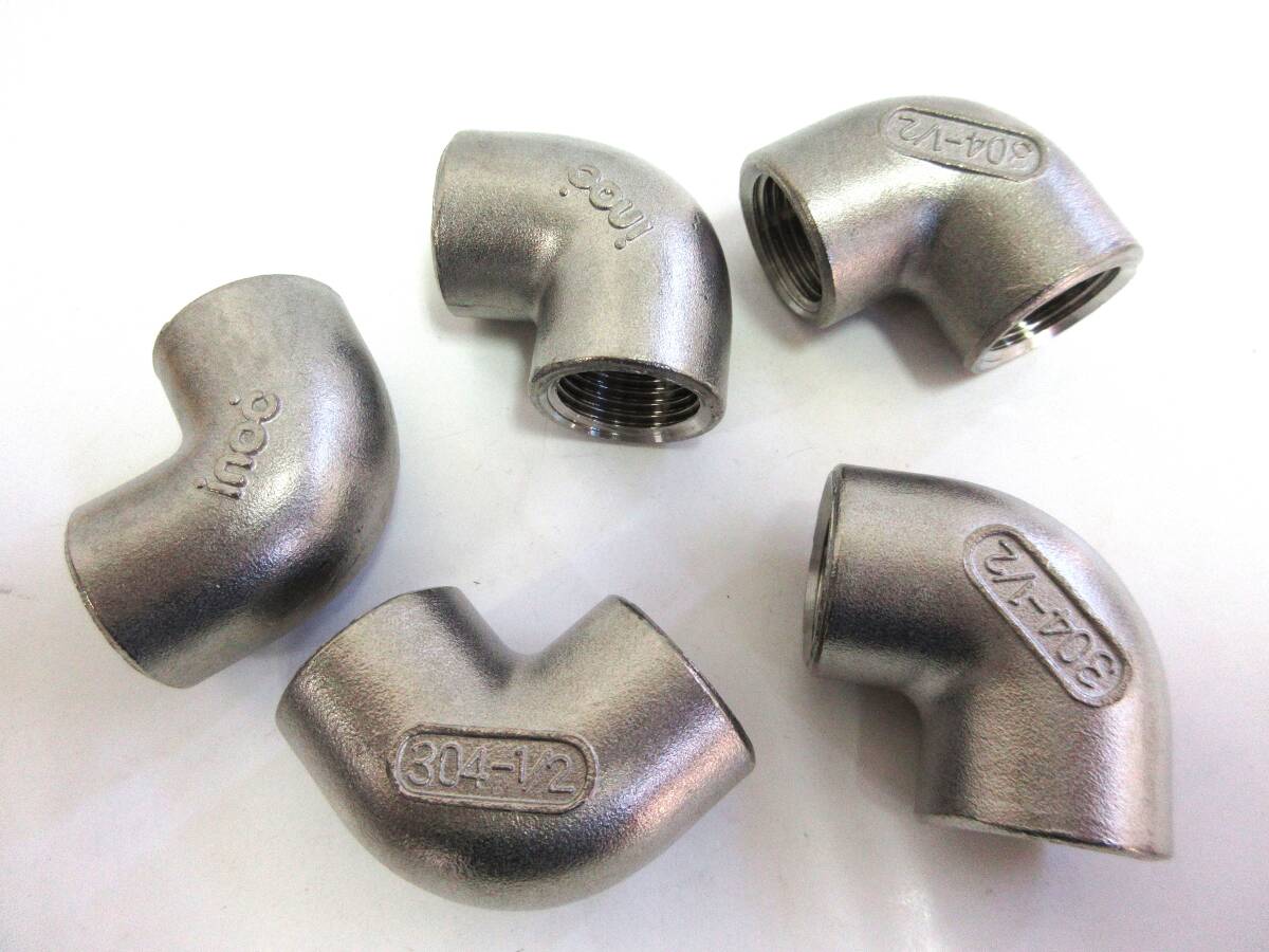 未使用品在庫処分 SUSエルボ 1/2B 5個組 ネジ込み式管継手ステンレスエルボ拍卖