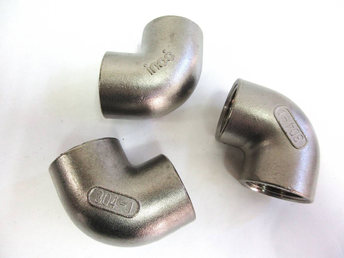 未使用品在庫処分 SUSエルボ 1B 3個組 ネジ込み式管継手ステンレスエルボ25A拍卖