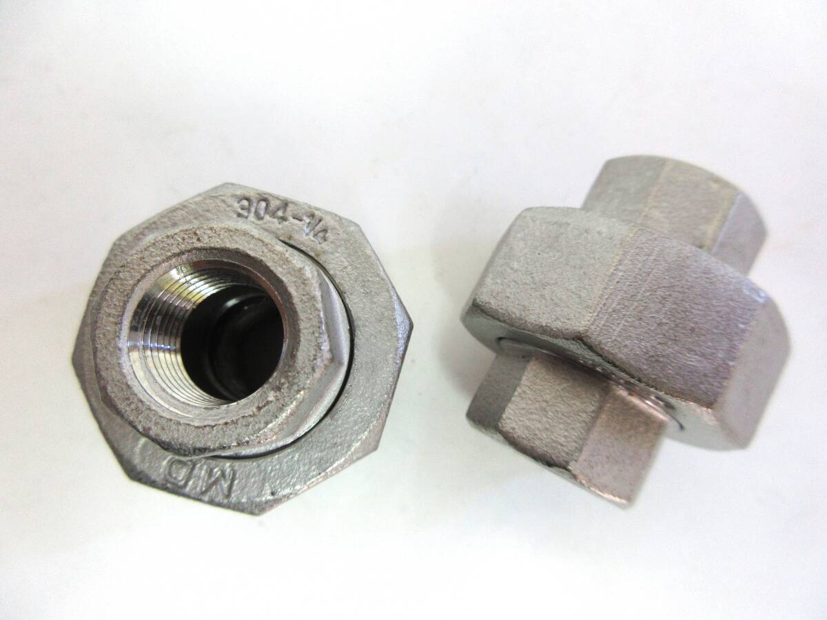 未使用品在庫処分 SUSユニオン 1/4B 2個組 パッキン付 ネジ込み式管継手ステンレスユニオン拍卖