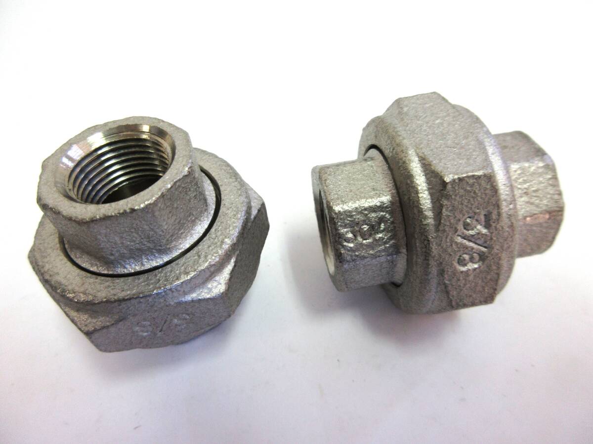 未使用品在庫処分 SUSユニオン 3/8B 2個組 パッキン付 ネジ込み式管継手ステンレスユニオン拍卖