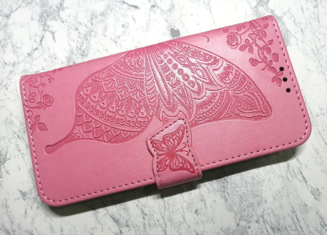 送料込み 手帳型 iPhone14Plus 用 スマホケース 蝶 花柄 ピンク拍卖