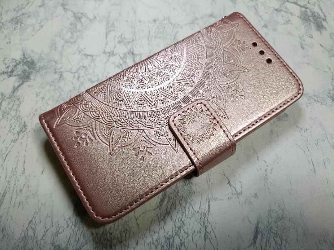 送料込み 手帳型 iphone13mini 用 スマホケース マンダラ ピンクゴールド拍卖