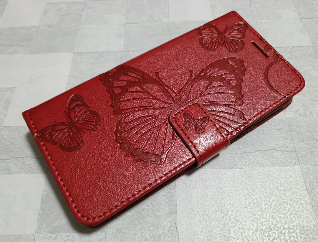 手帳型 グーグル Pixel8a 用 スマホケース 蝶柄 バタフライ レッド拍卖