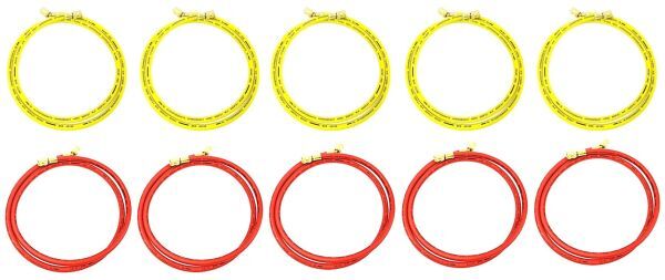 お買い得10本セット(赤5本・黄5本)チャージングホース5/16”Fメス(ムシ押付)×5/16”Fメス 150cm【本州・四国・九州 送料無料】拍卖