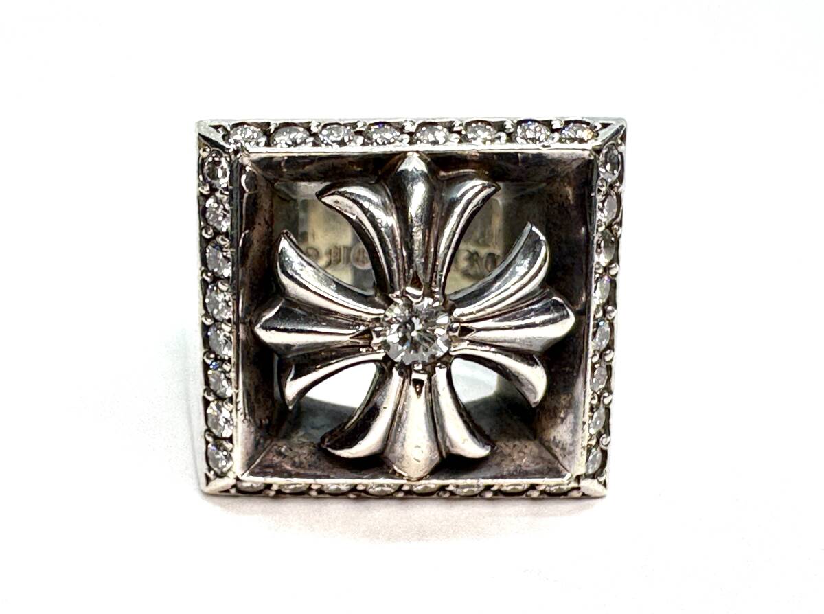 クロムハーツ レターブロック CHプラス リング パヴェダイヤ 22号 シルバー 指輪 SV925拍卖