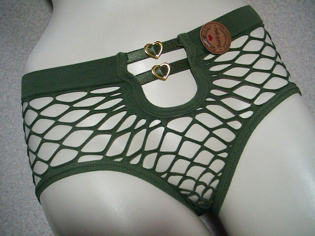 【あみあみ ネット デザイン ショーツ】◆ダークグリーン◆a19-5◆L◆拍卖