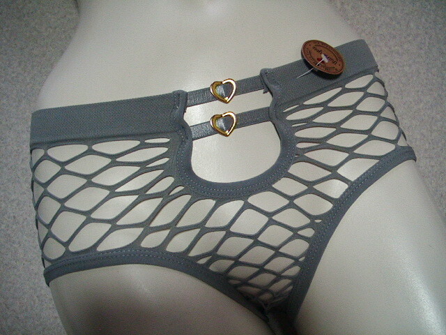 【あみあみ ネット デザイン ショーツ】◆グレー◆a19-3◆L◆拍卖