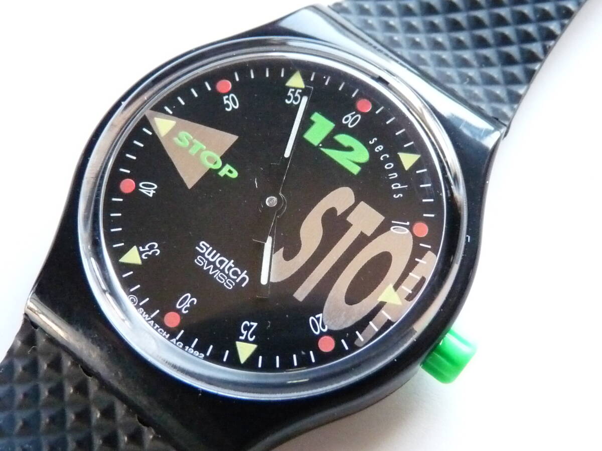 未使用 電池交換済 スウォッチ Swatch ストップウォッチ 1993年モデル NIGHTSHIFT 品番SBB101拍卖