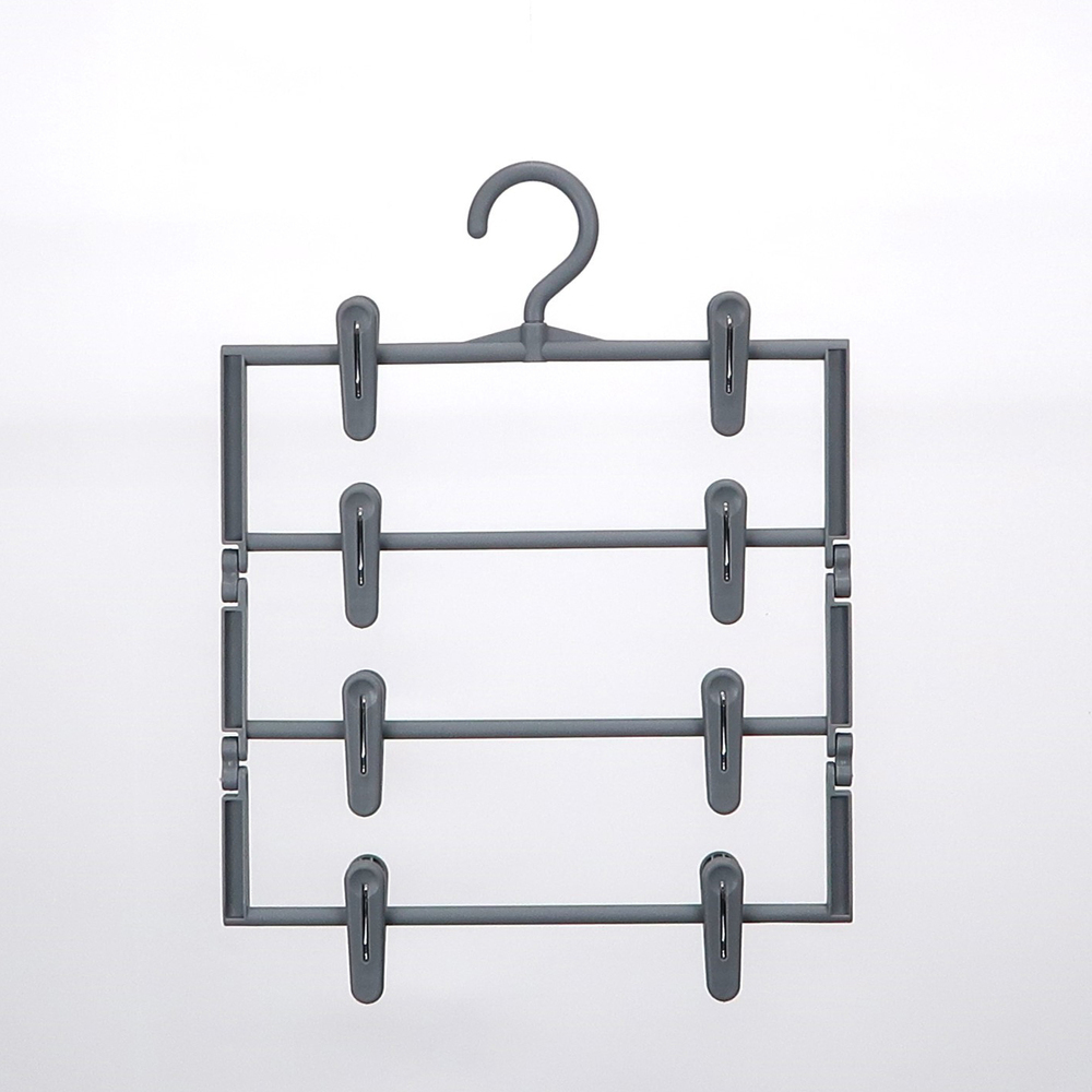 ☆ ロックグレー ☆ スカートすっきり 4段 スカートハンガー クリップハンガー 4段 ズボンハンガー スラックスハンガー 衣類収納拍卖