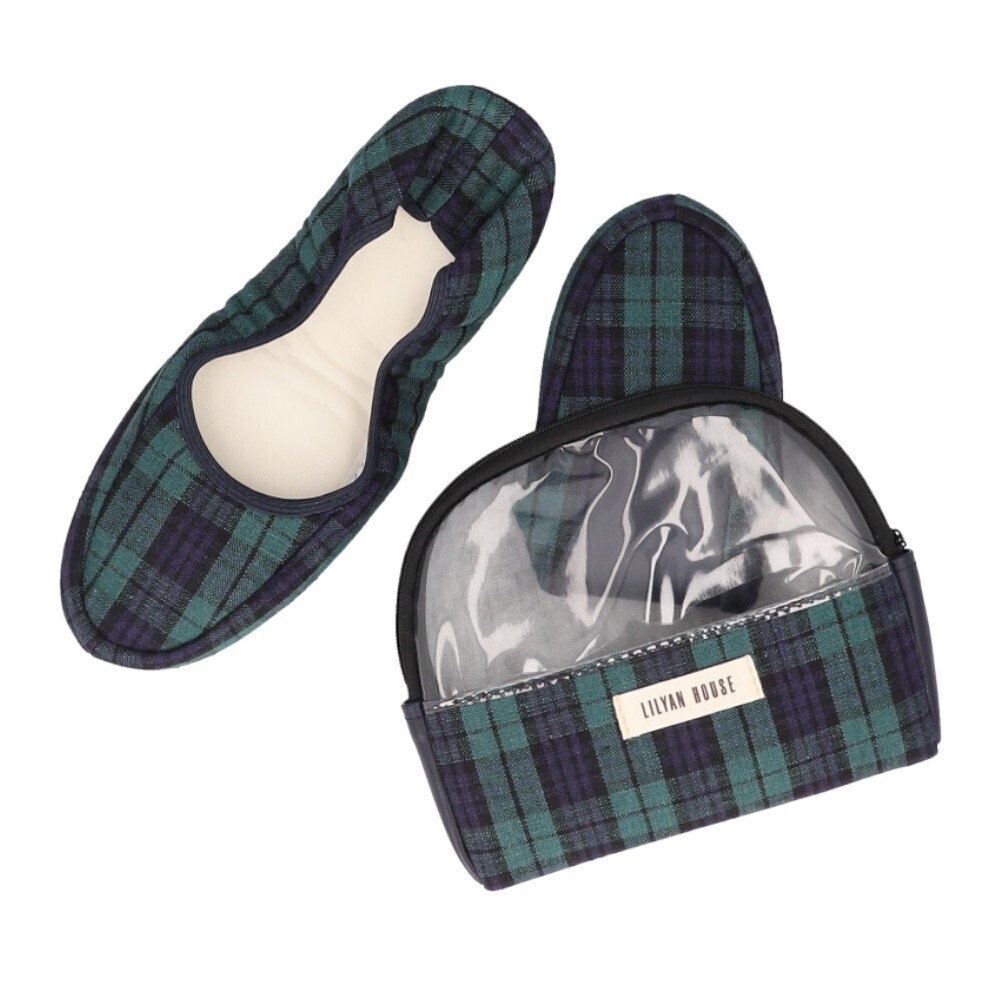 ☆ 291075.ブラックウォッチ ☆ LILYAN HOUSE リリアンハウス 携帯スリッパ Lサイズ 携帯スリッパ レディース スリッパ 携帯用拍卖