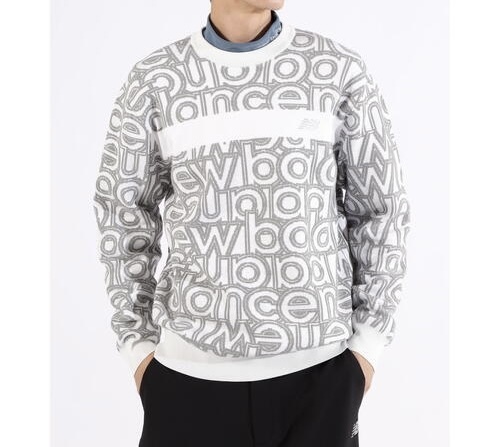 ★未使用★ New Balance Golf ニューバランス ゴルフ オーバーラップロゴ総柄 クルーネック ニット プルオーバー 7号 XXL 定18,700円拍卖