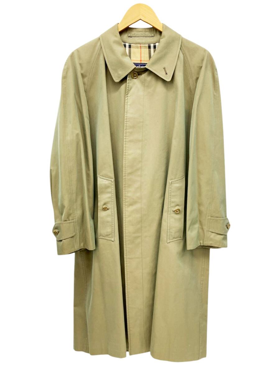 BURBERRYS (バーバリーズ) イングランド製 コットン100% ロングコート ステンカラーコート 裏地ノバチェック S カーキ 玉虫色/028拍卖