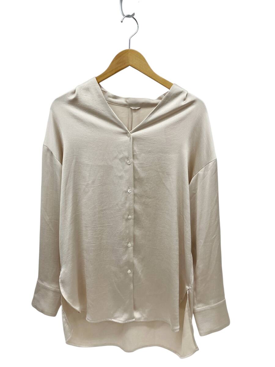 IENA (イエナ) ノーカラー 長袖シャツ ブラウス オーバーサイズシャツ 21-051-900-2030-1-0 ベージュ レディース/028拍卖