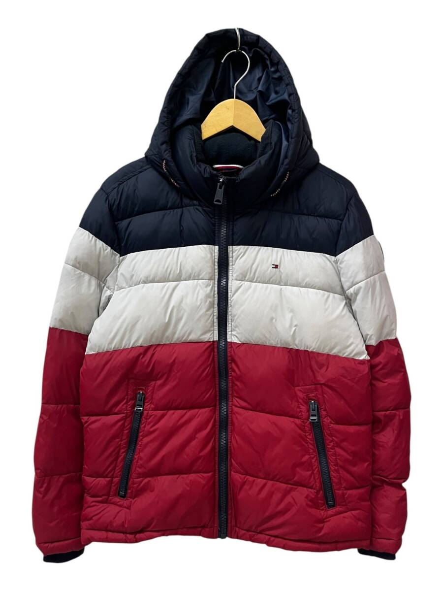 TOMMY HILFIGER (トミーヒルフィガー) クラシックフーディ パファー 中綿ジャケット M トリコカラー メンズ/036拍卖