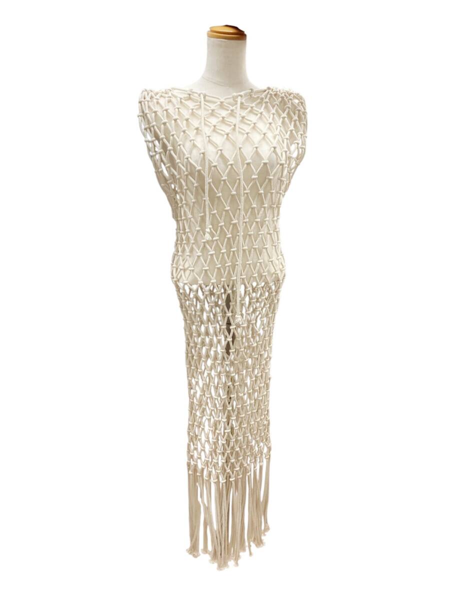 HYKE (ハイク) ROPE NET DRESS メッシュロープドレス ワンピース ノースリーブ 231-11313-013 01 クリーム レディース/028拍卖