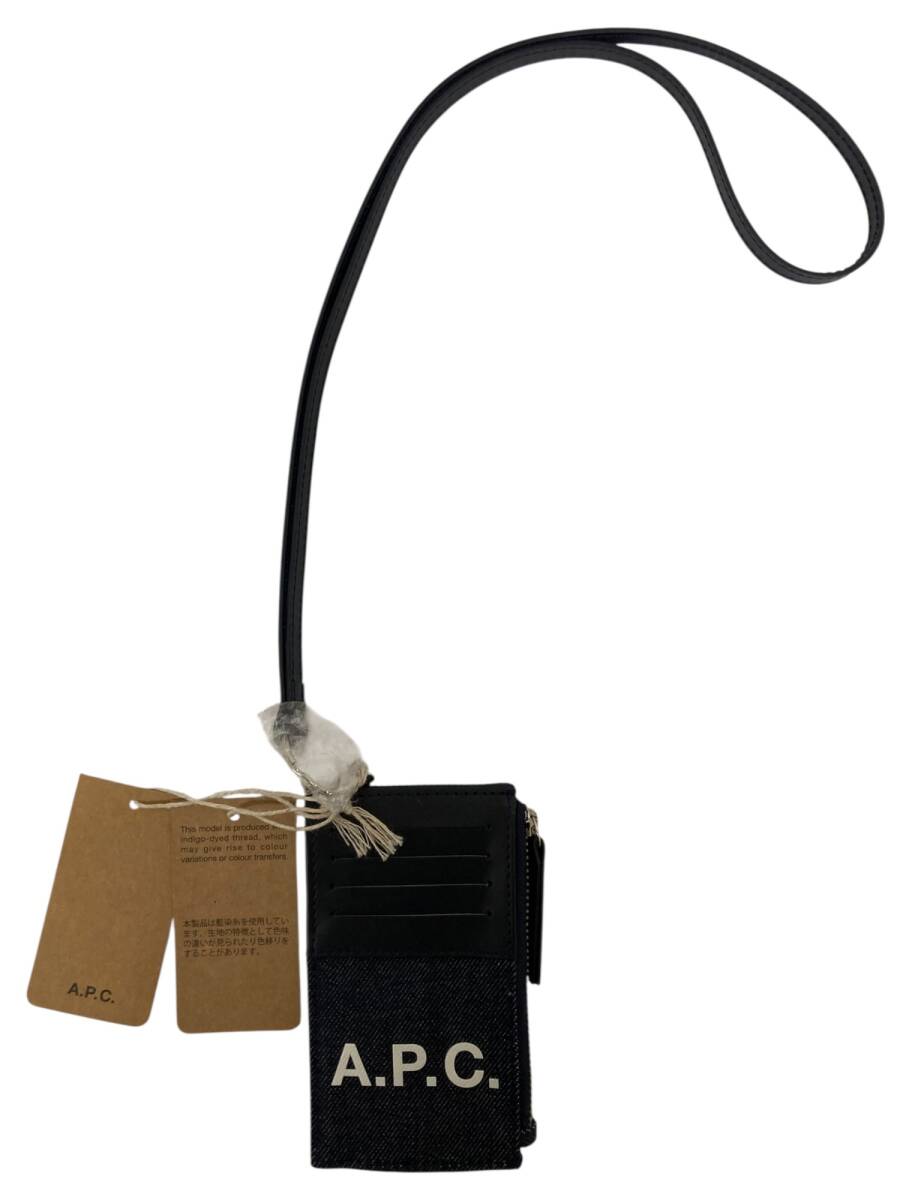 A.P.C. (アーペーセー) ストラップ付き カードケース コインケース 小銭入れ CODDP M63527 IAK ブラック×インディゴ ウィメンズ/199拍卖